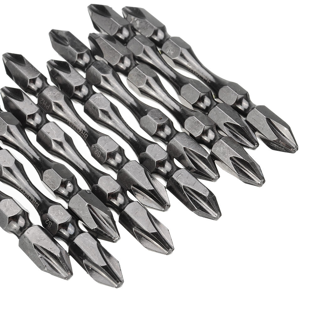 11Pcs 65mm PH2 S2 Alloy Steel Magnetic Double Head Electric Screwdriver Bit Set with B Type Magnetic Ring