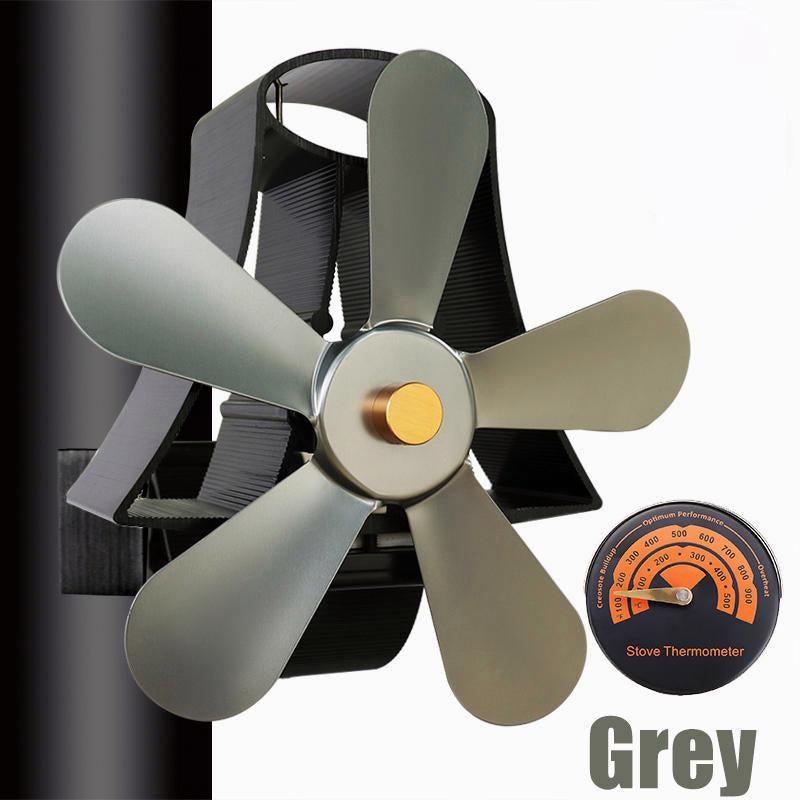 Fireplace Fan 4 Blade Heat Powered Stove Fan komin Log Wood Burner Eco Friendly Quiet Fan Home Efficient Heat Distribution Black