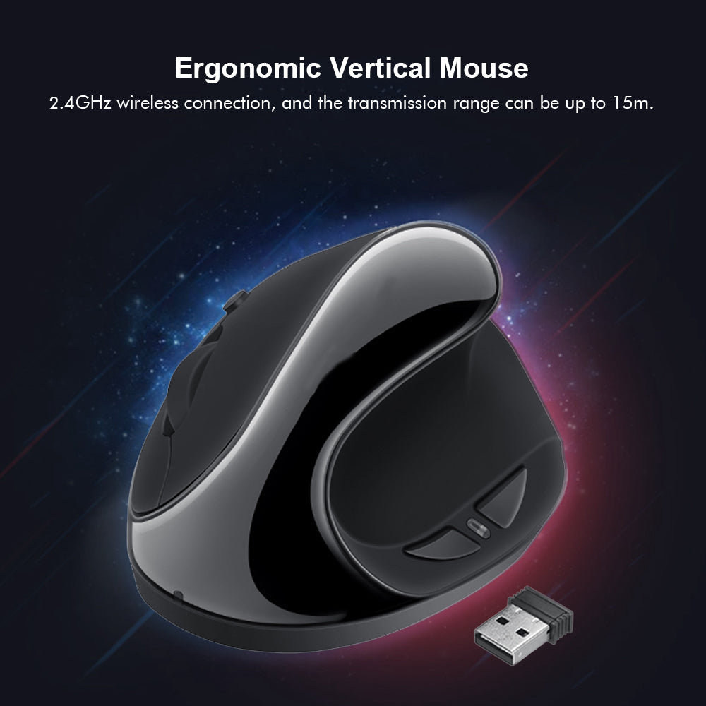 Wireless Vertical Mouse 1600DPI 6 Buttons Ergonomic Optical Mice for Computer Laptop PC