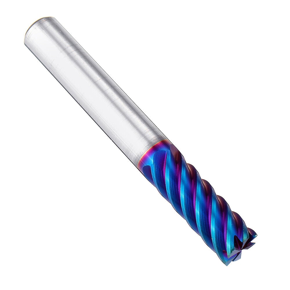 6 Flutes Nano Blue Coated Milling Cutter HRC65 6/8/10/12mm Carbide End Mill