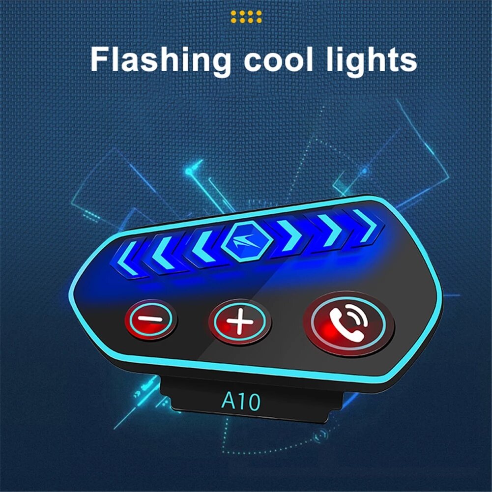 Bluetooth 5.0 Headset Single Helmet Moto Earphone With Micro Waterproof LED Motorcycle Cycling Wireless Headphone for Calling Music
