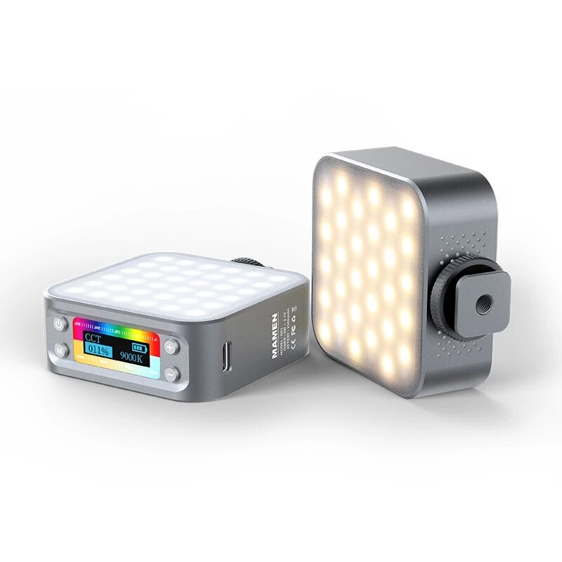 Double-sided Aluminum Alloy LED Fill Light Video Lamp 2500K-9000K with Double-sided Magnet 2500mAh Battery for Selfie Live Broadcast Vlog Photography