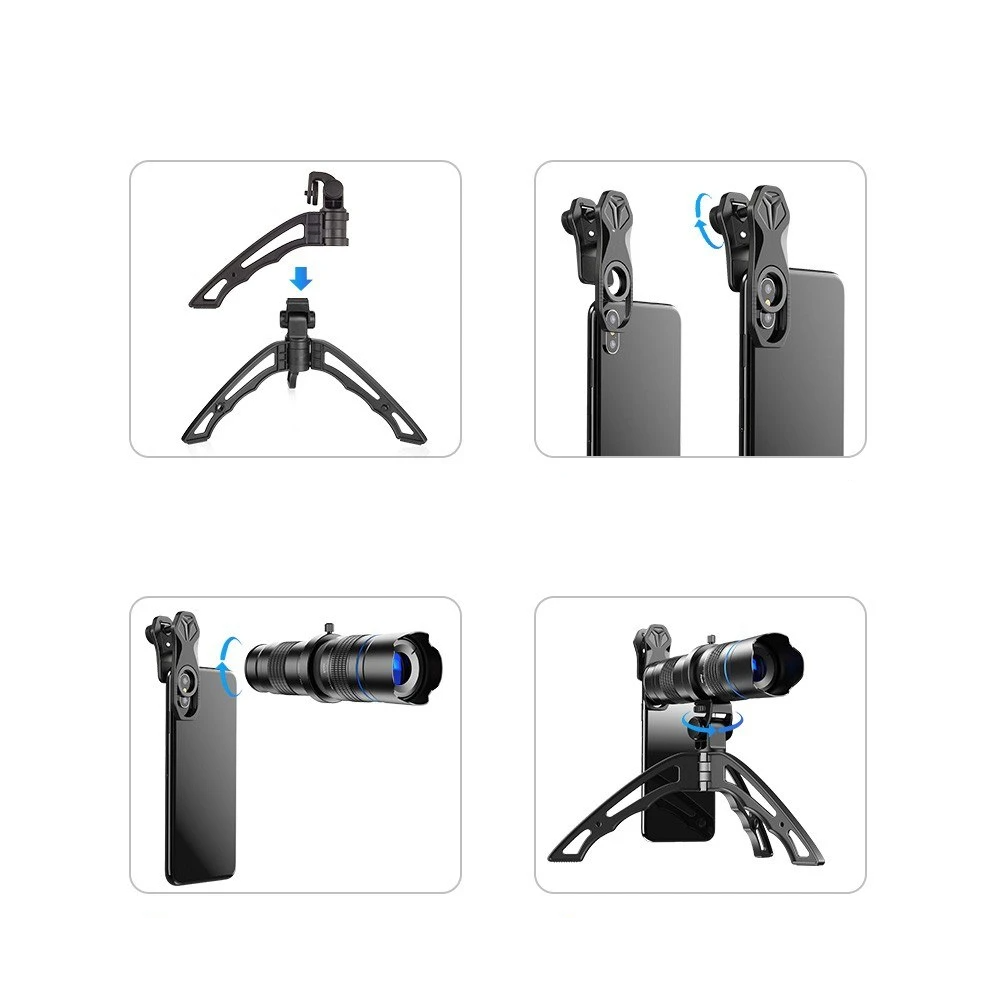 Metal HD 20-40X Zoom Single-tube Telescope External Dual Adjustment Monocular Phone Telephoto Lens