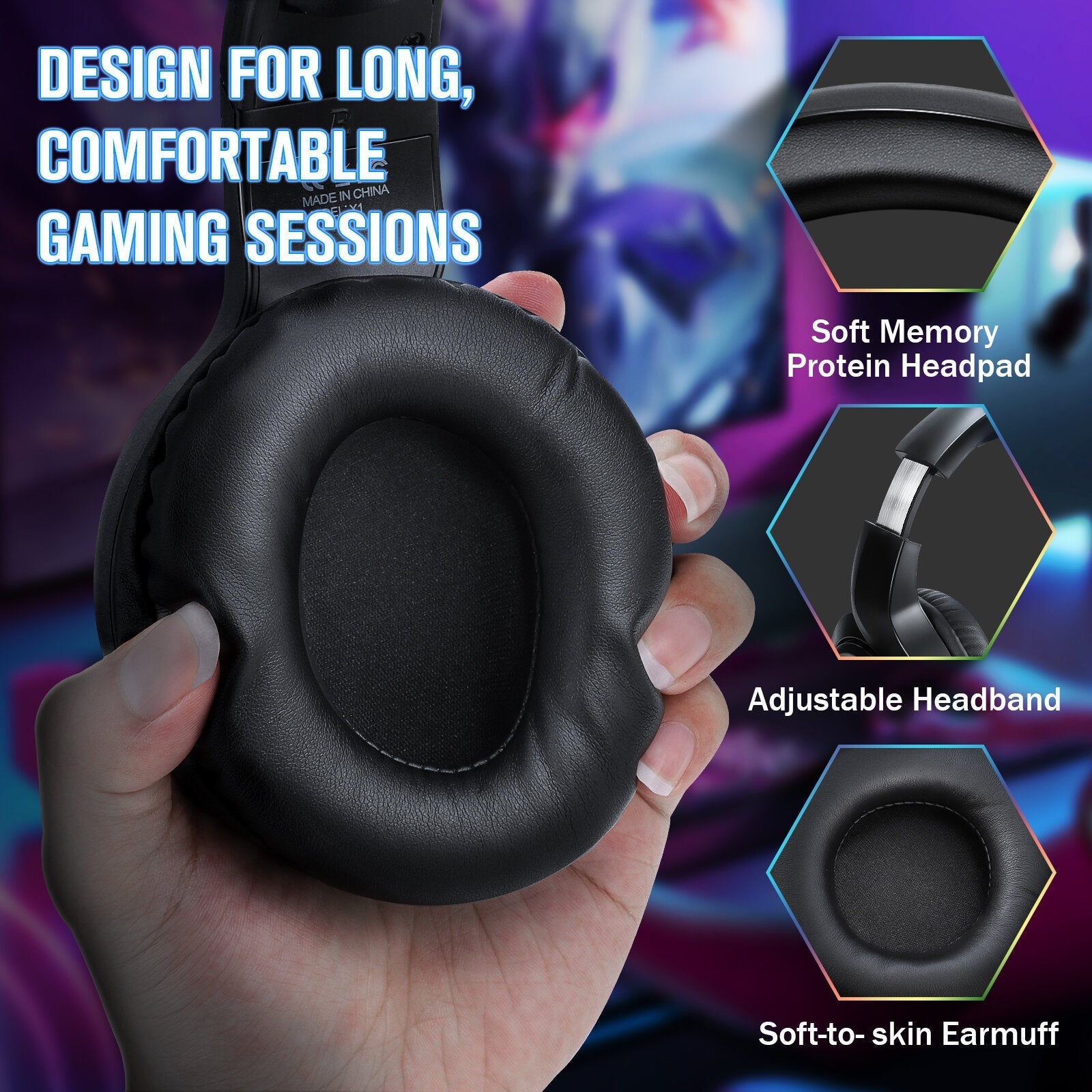 Gaming Headset USB+3.5mm 50mm Sound Unit RGB Light Gaming Headphone with Noise-canceling Mic for PS4 Computer PC