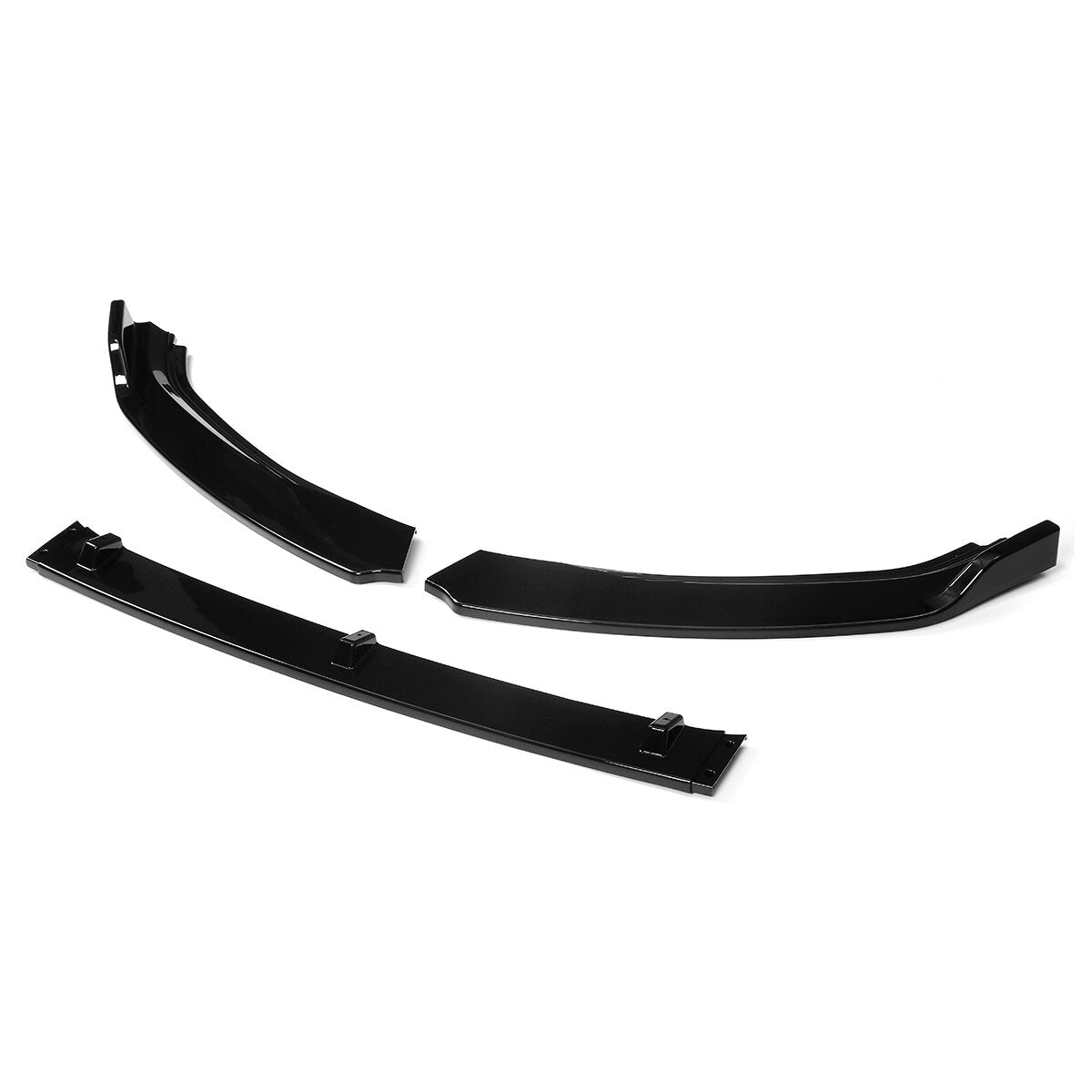 Glossy Black Front Bumper Lip Spoiler Trim 3PCS