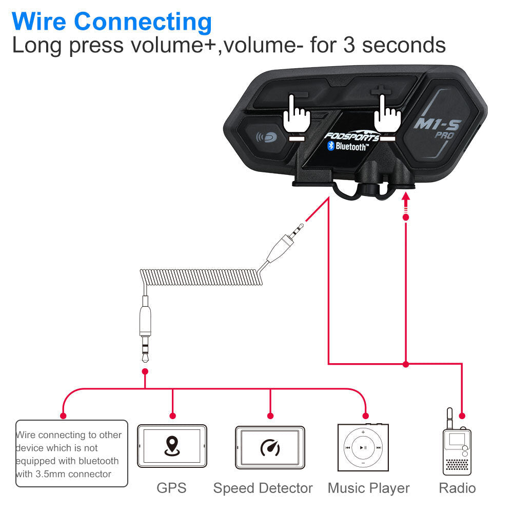 Single Fodsports -S Pro Motorcycle Helmet Intercom Bluetooth Helmet Headsets 8 Rider 2000M Group Interphone