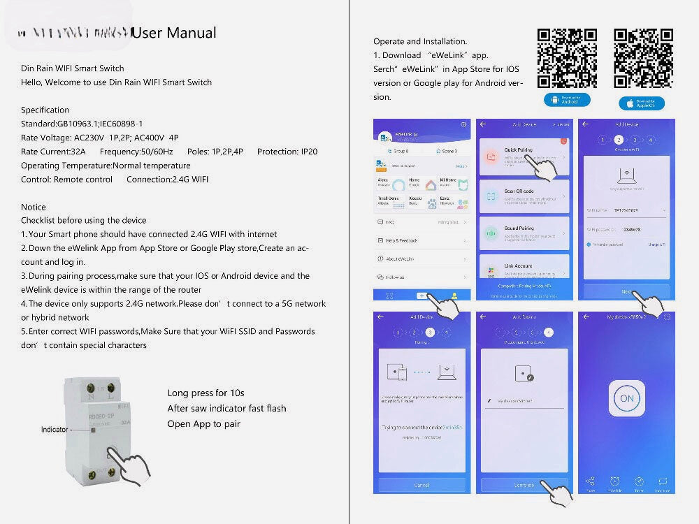 Smart WIFI Energy Circuit Breaker Meter Power Consumption kWh Meter Timer Switch Relay Voltmeter Works With Alexa eWelink APP