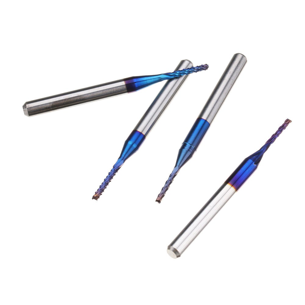 10pcs 1.1-2.0mm Blue NACO Coated PCB Bits Carbide Engraving Milling Cutter For CNC Tool Rotary Burrs