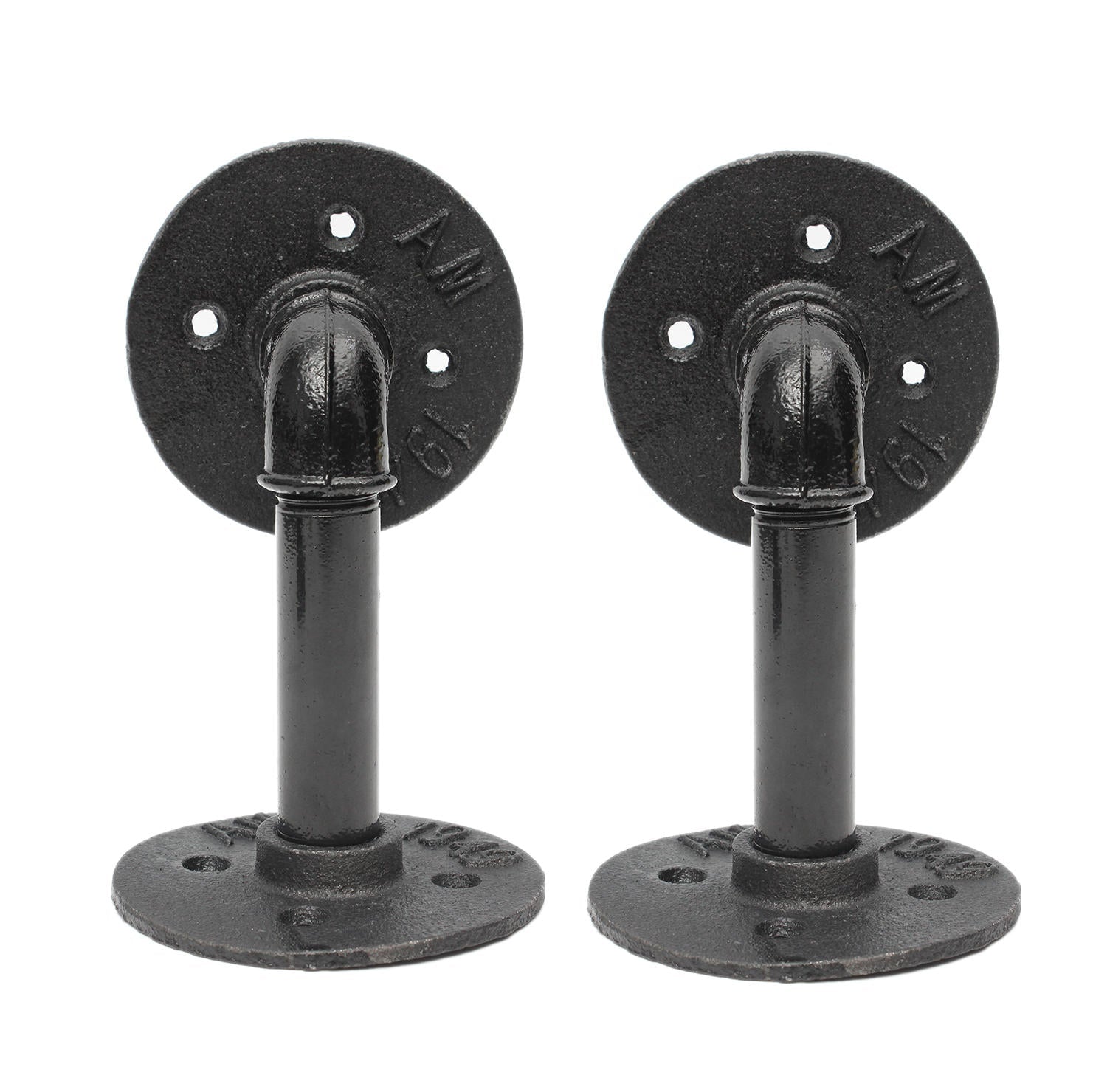 2Pcs Steampunk Industrial Pipe Scaffold Board Shelf Brackets Black Iron 14x9cm