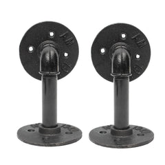 2Pcs Steampunk Industrial Pipe Scaffold Board Shelf Brackets Black Iron 14x9cm