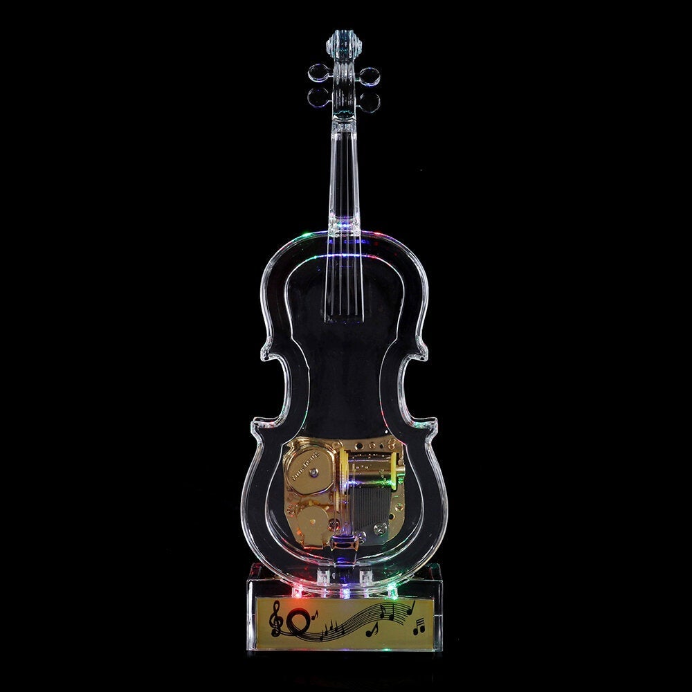 Mechanical Wind-up Violin Shape Music Box Home Decoration Birthday Gifts