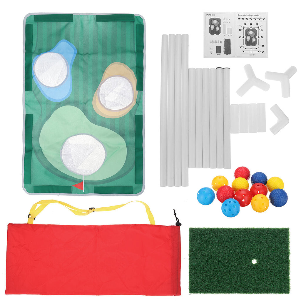 Golf Chipping Practice Board With Net Golf Pitching Cages Mats Kit Set Golf Training Aids for Indoor Outdoor