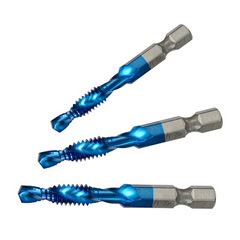 6Pcs Thread Tap HSS Screw Spiral Tap Drill Set 6-32 8-32 10-24 10-32 12-24 1/4-20NC Hexagon Shank Machine Plug Tap Threading Tool