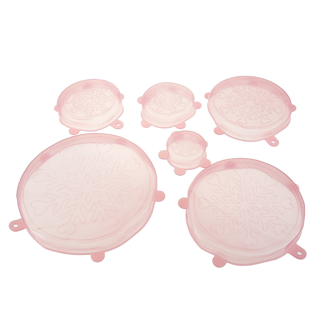 6Pcs Colourful Stretch Reusable Silicone Bowl Wraps Food Kitchen Storage Container Cover Seal Lids
