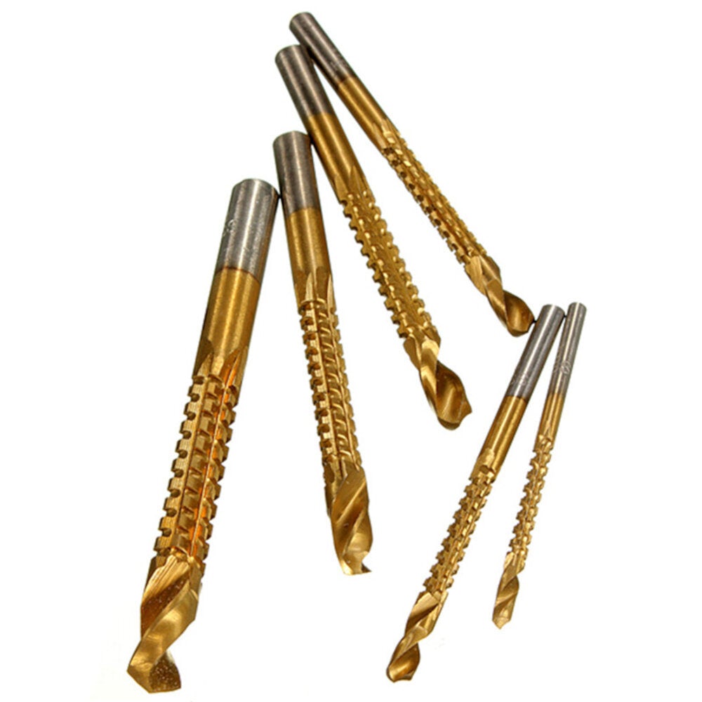 6Pcs Titanium Coated Twist Drill Bits Wood Metal Plastic Cutting Saw Bit Set