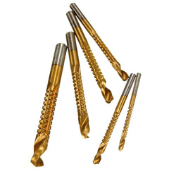 6Pcs Titanium Coated Twist Drill Bits Wood Metal Plastic Cutting Saw Bit Set