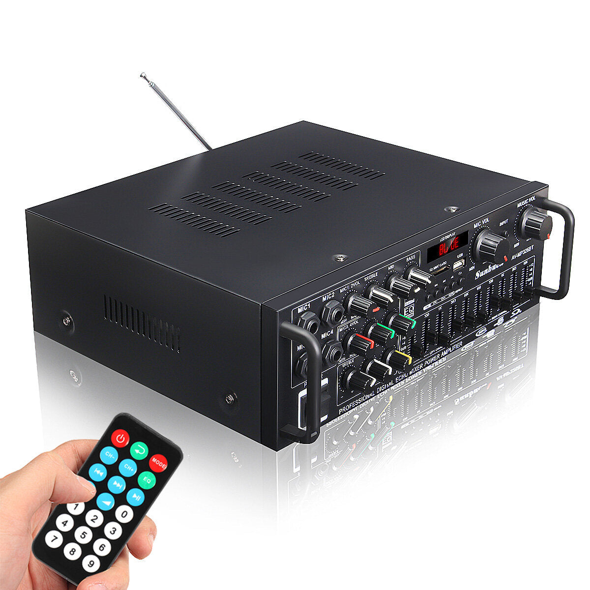 Stereo Amplifier 2 Channel Hi-Fi Audio Power Amplifier Remote Control USB SD FM 220V EU Plug