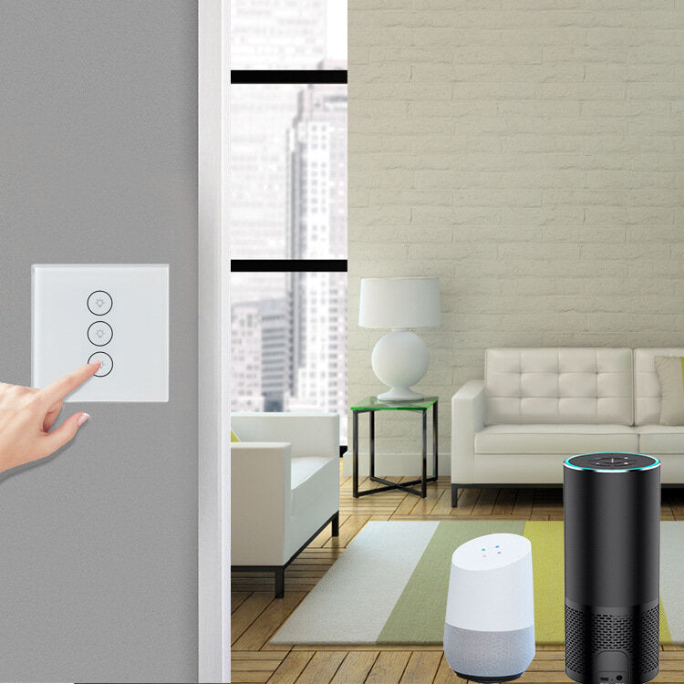 Smart Touch Switch 86 Type Smart EU Standard 3Gang Switch Work with Alexa Google Home WF-WS03 AC100-240V