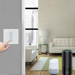 Smart Touch Switch 86 Type Smart EU Standard 3Gang Switch Work with Alexa Google Home WF-WS03 AC100-240V