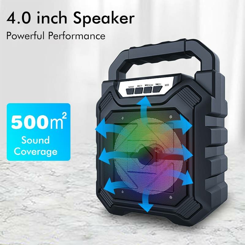 Outdoor Portable Wireless Bluetooth Speaker With Mic FM Radio Stereo Waterproof Soundbox Support AUX/USB/TF/FM