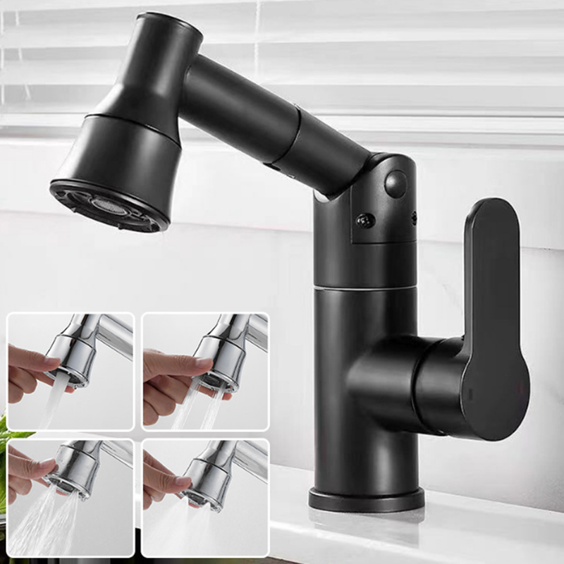 Bathroom Pull-Out Basin Faucet Spring Pull Out Sprayer Hot and Cold Water Mixer Tap