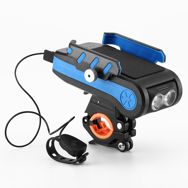 4-in-1 4000mAh 550LM Bike Light USB Rechargeable Power Bank Waterproof Phone Holder Headlight With Bike Horn