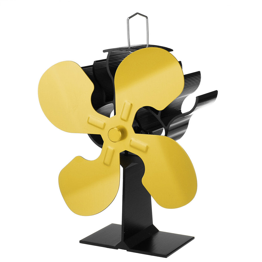 4 Blade Fireplace Fan Self-Powered Wood Stove Fan Burner Stove Fan for Home Travel