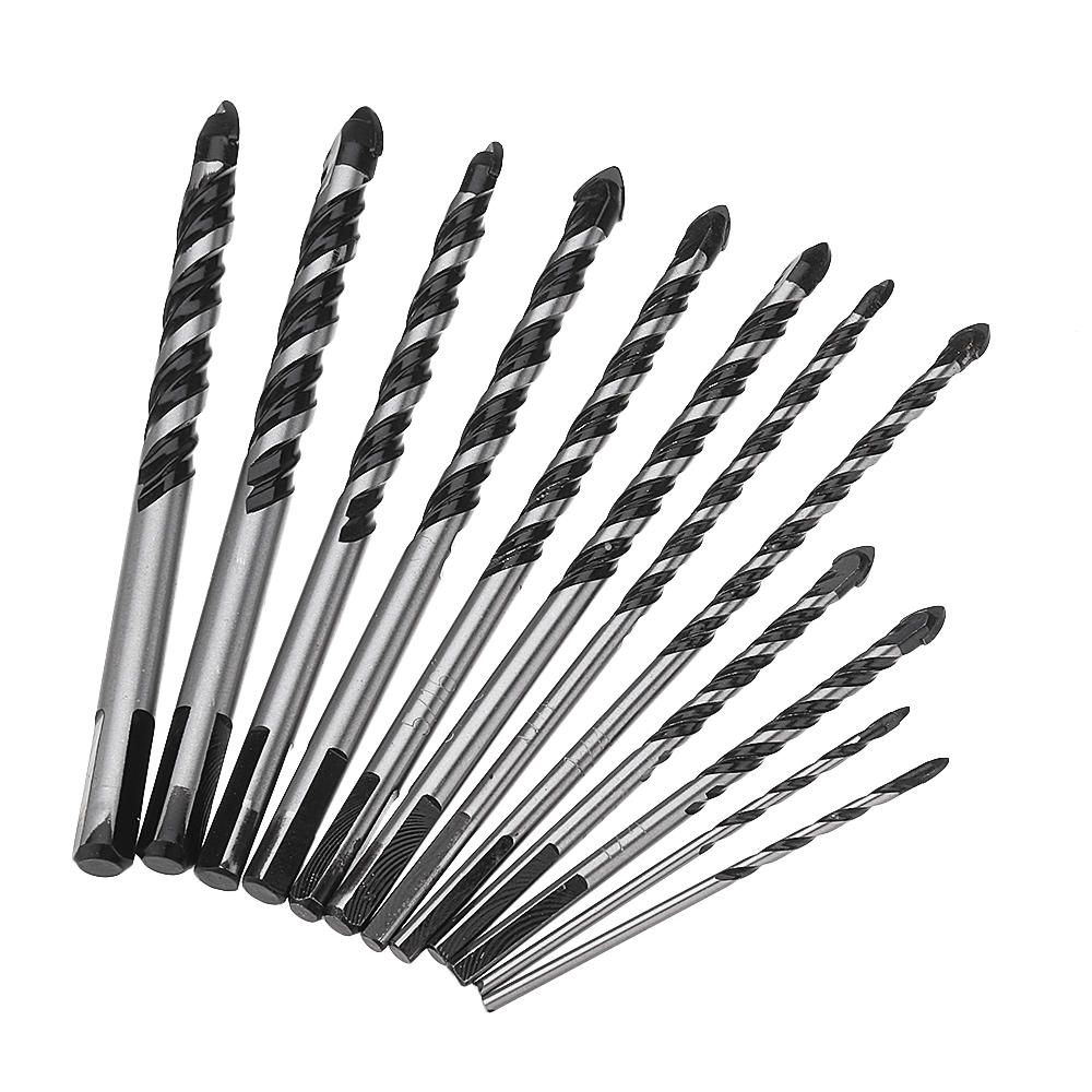 10pcs 1/8-1/2 Inch Diameter Marble Twist Drill Bit Set Ceramic Glass Tile Twist Drill