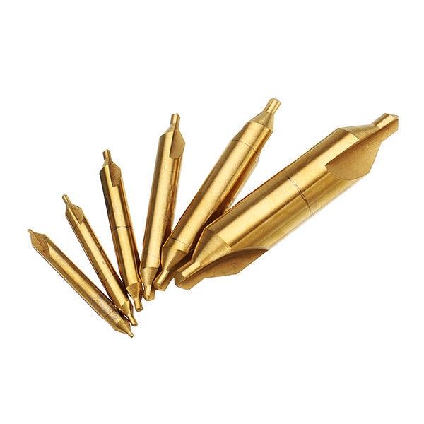 6pcs 1/1.5/2/2.5/3/5mm Center Drills 60 Degree HSS Titanium Coated Countersink Drill Bit