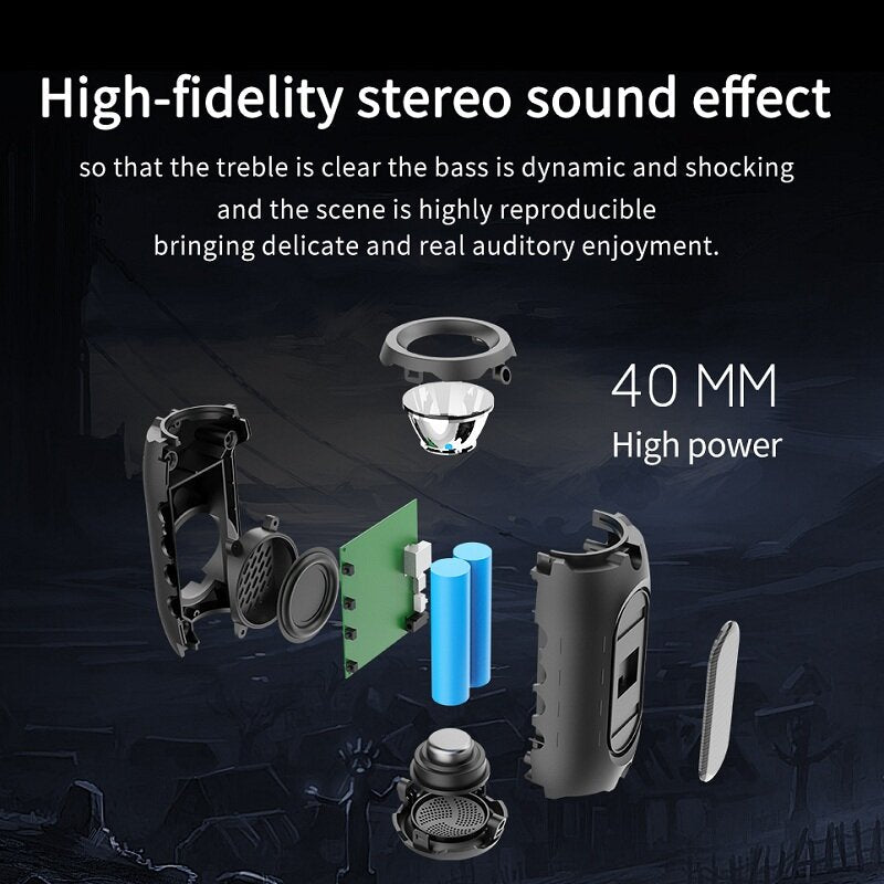 Wireless Bluetooth Speaker Solar Charging Flashlight Outdoor IPX5 Waterproof Stereo Sound Rechargeable Battery With Microphone