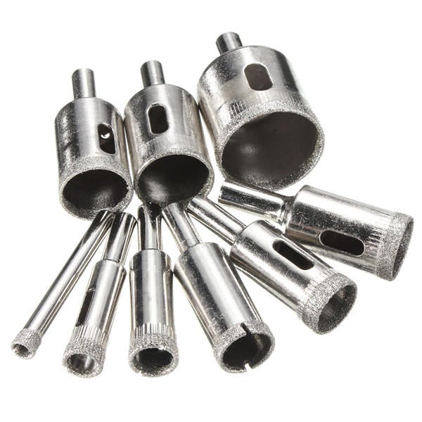 10pcs Diamond Hole Saw Drill Bit Set 6mm-30mm Tile Ceramic Glass Porcelain Marble Cutter