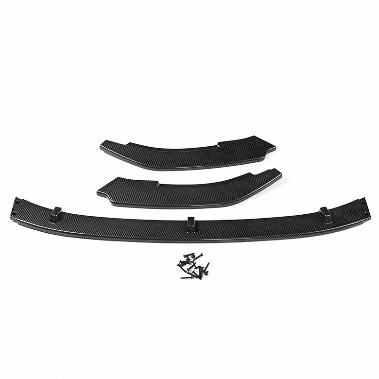 3PCS Glossy Black Front Bumper Lip Spoiler Splitter Cover Trim Body Kit