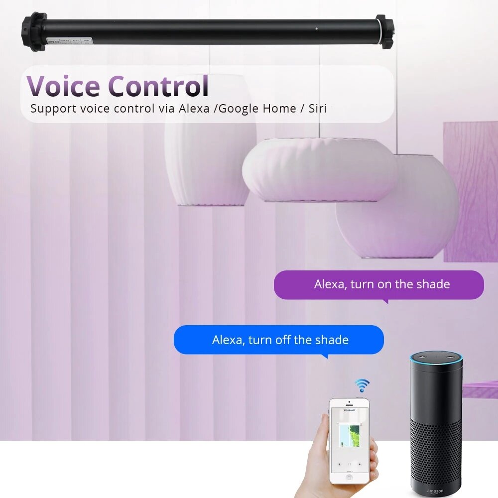 WiFi Curtain Motor for 36 37mm Tube Alexa Google Home Control Roller Blind Motorized Shutter Engine