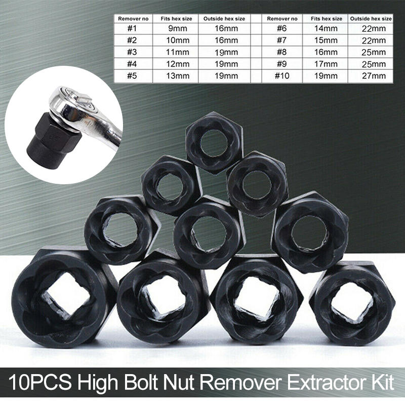 10Pcs High Bolt Nut Remover Screw Extractor Kit Damaged Bolt Remover Stud Extractor