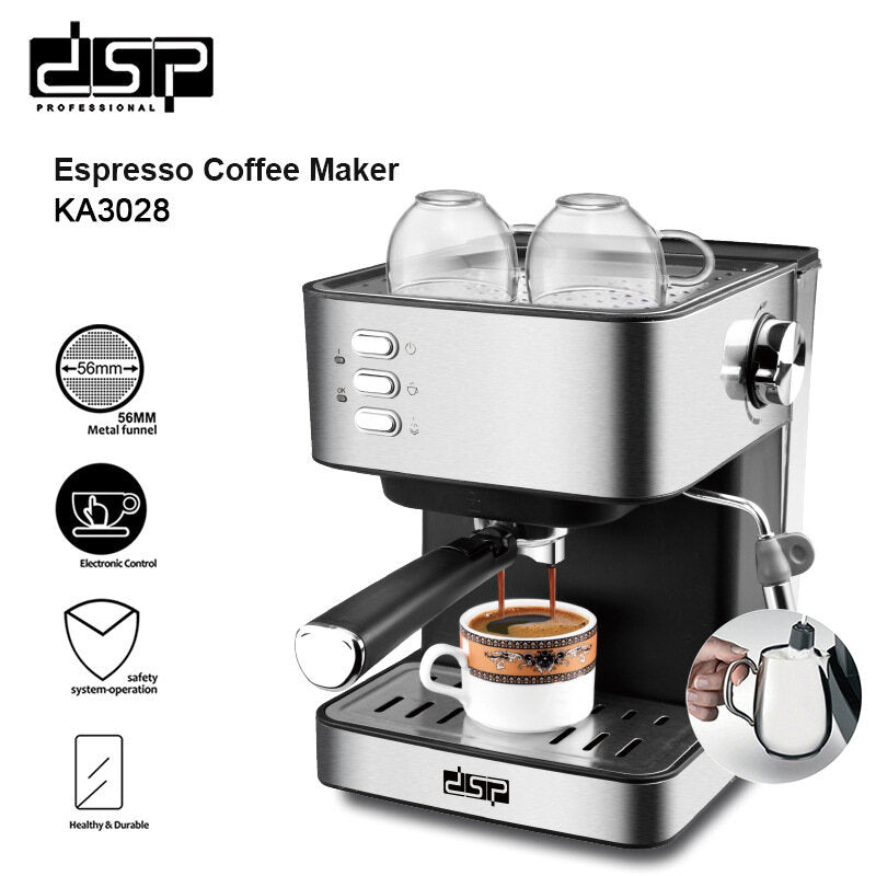 850W Coffee Maker 15bar High Pressure Pump 1.6L Water Tank Double Hole Design Suitable for Home Office