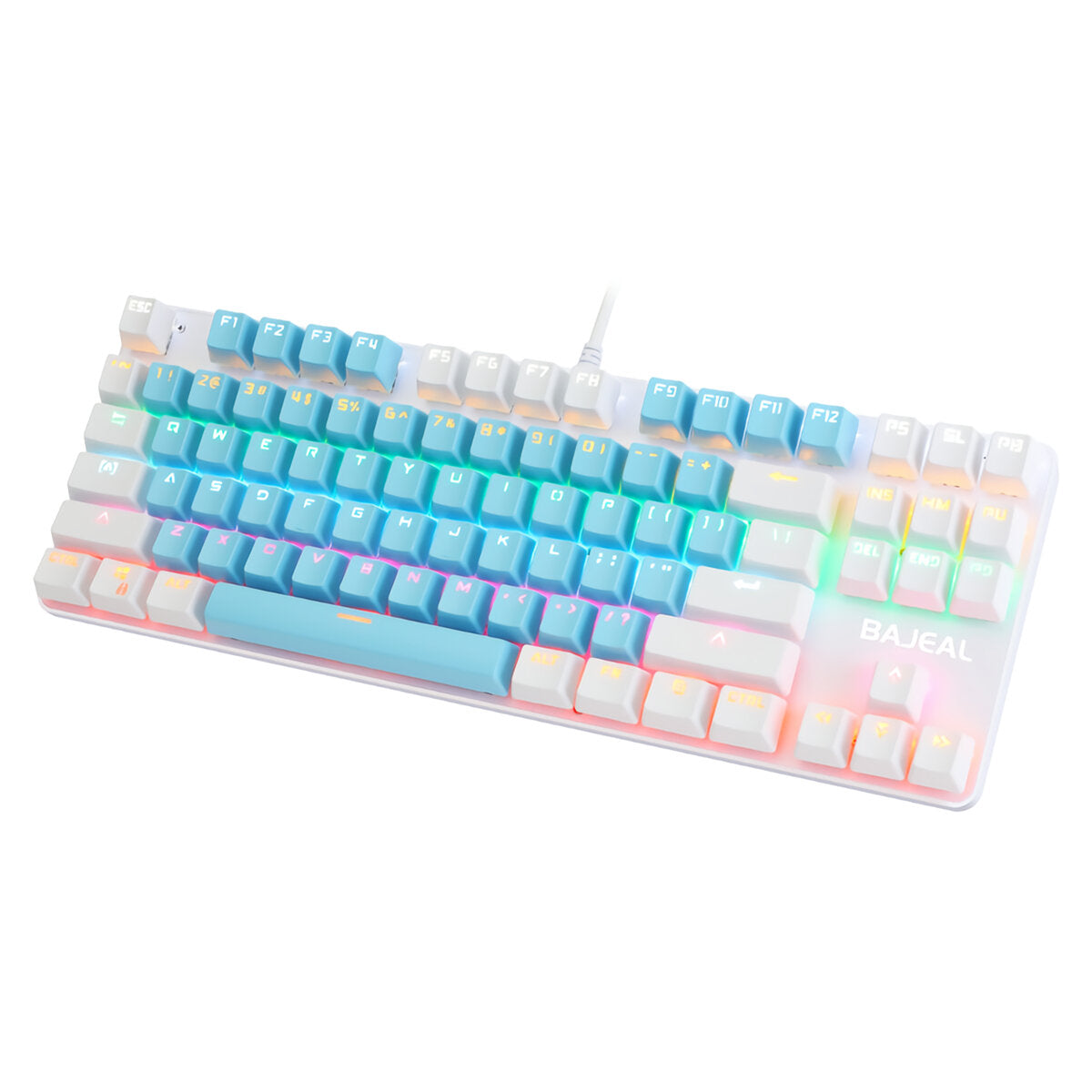Wired Mechanical Gaming Keyboard 87 Keys Swtich Hot Swappable Dual Color Design With LED Lighting Effect For Gaming Office