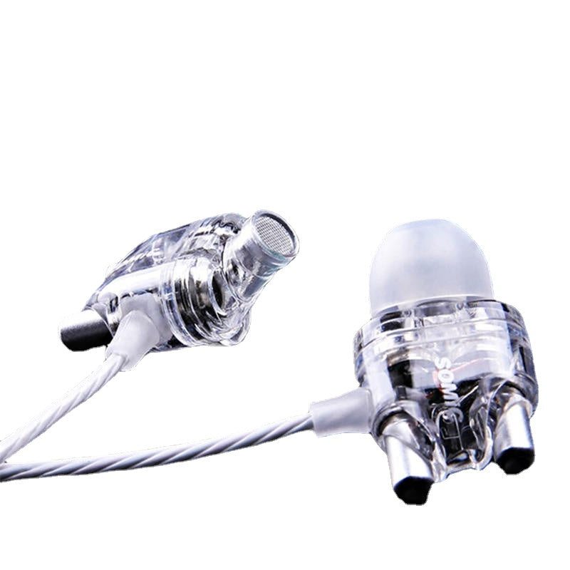 Dual Dynamic Driver Graphene Earphone 3.5mm Wired Control In-ear Heavy Bass Stereo Earbuds Headphone with Mic