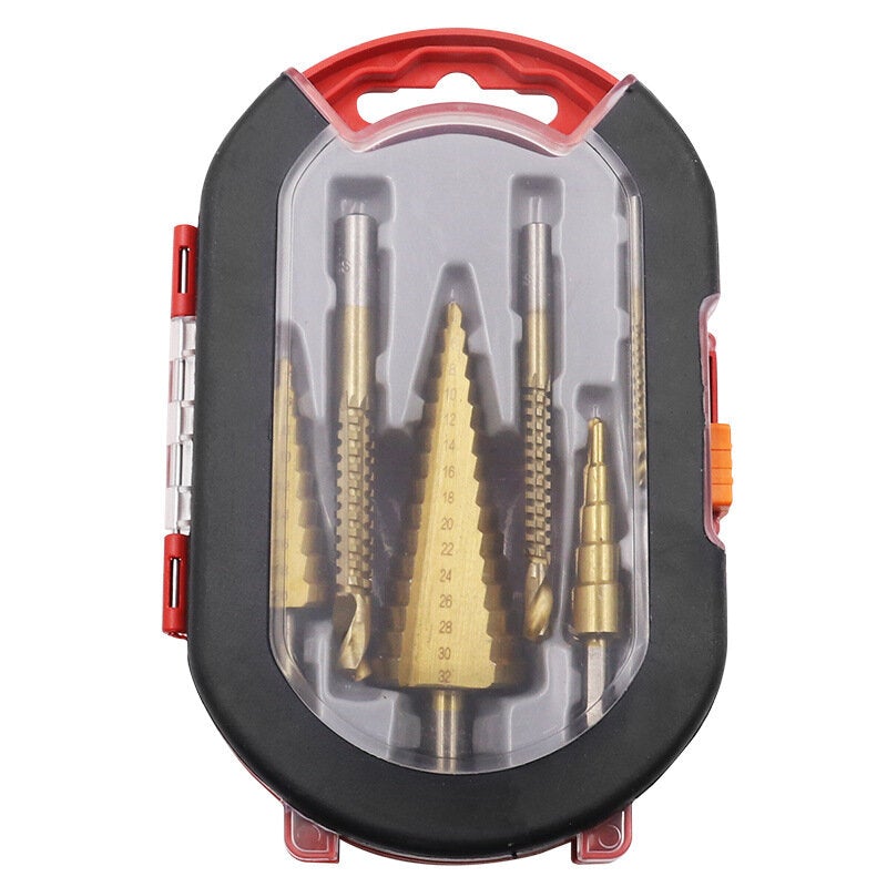 6pcs Step Drill Bits Woodworking Broaching Saw Drill Set HSS 4241 Titanium-plated Step Drill for Metal Wood
