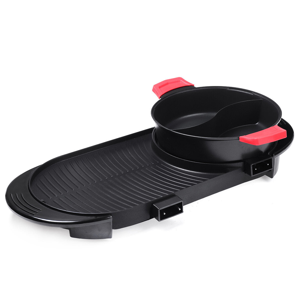 Electric Pan Hot Pot BBQ Frying Cook Grill 2 In 1 Kitchen Barbecue Machine Pot
