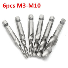 HSS 1/4 Inch Hex Shank Combination Metric Drill Tap Bit M3/M4/M5/M6/M8/M10