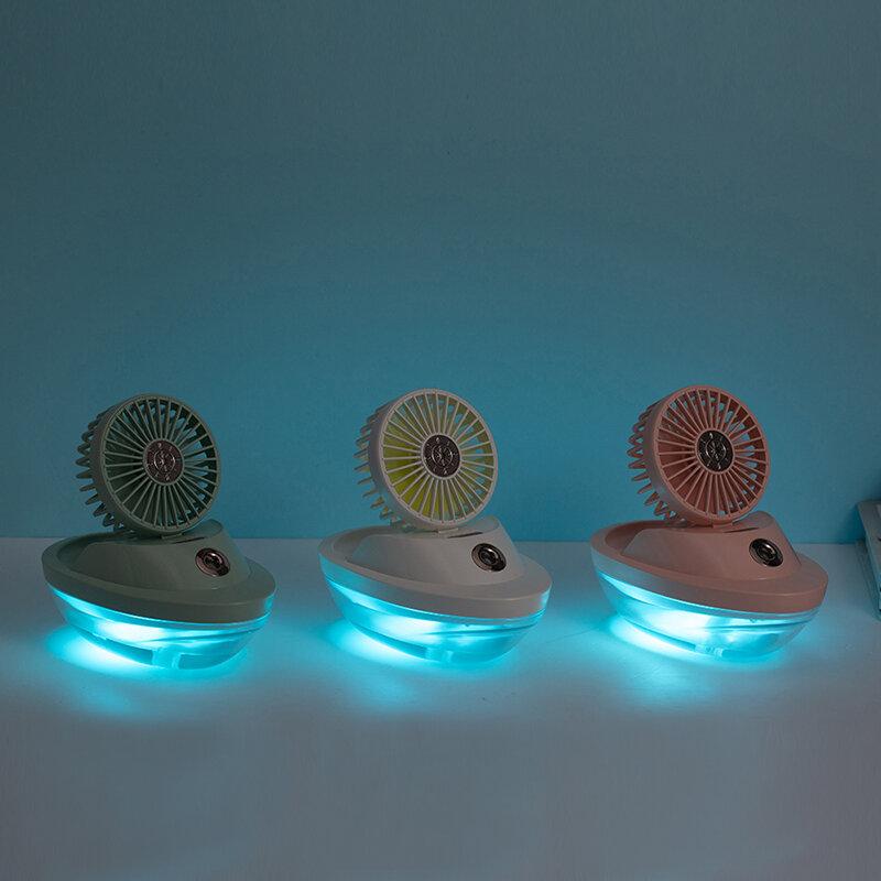 5V Ocean Wind Spray Fan Wireless Humidifier Fan 3 Gear Speed 90Adjustable Angle Portable USB Mini Desktop Air Cooling Fan for Home Office