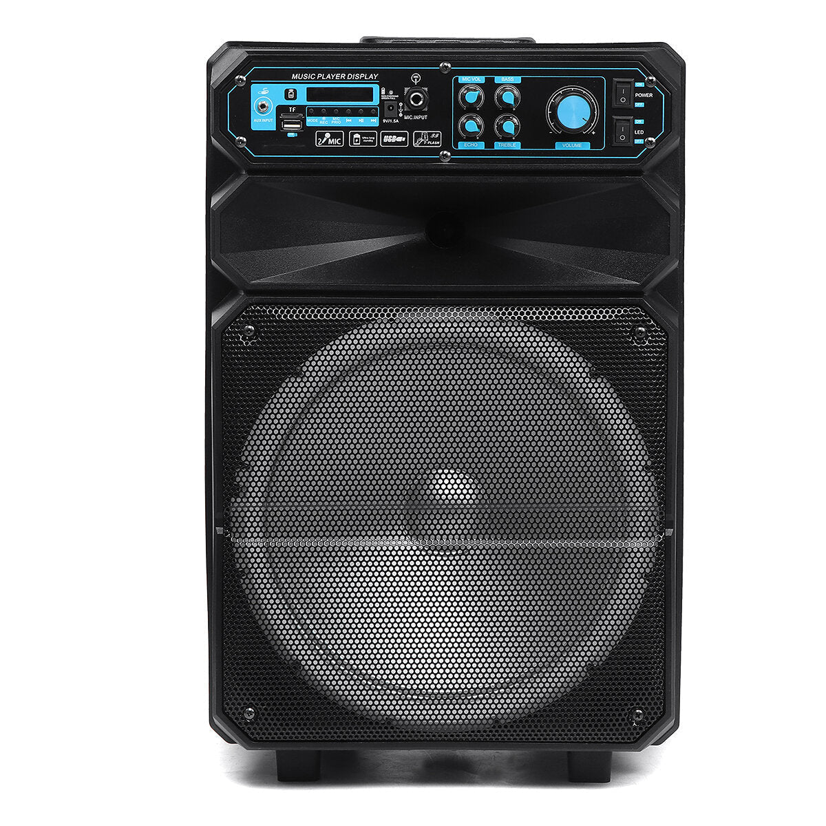 High Power Bluetooth Sound Square Loud Speaker 12 inch 50W Outdoor Singing Subwoofer with HD Mic
