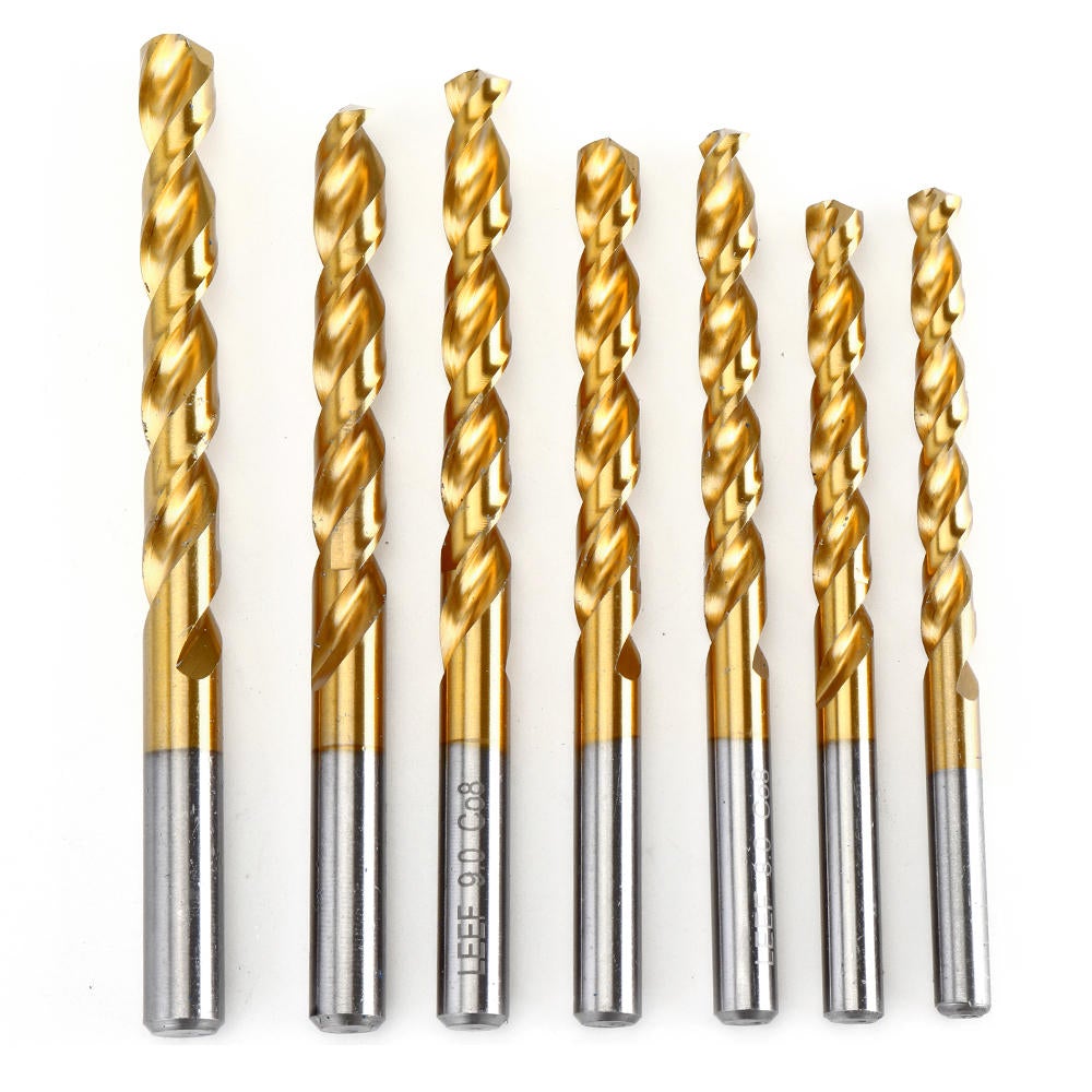 19Pcs Titanium Coated M42 Twist Drill Bit 8% High Cobalt HSS Set Industrial Grade 1-10mm for Stainless Steel Metal Wood