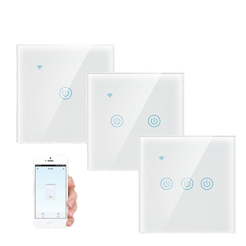 WIFI 2.4GHZ 1/2/3 Gang Touch Switch Two-wire Shared Panel Home Lighting Work with Alexa Google Home