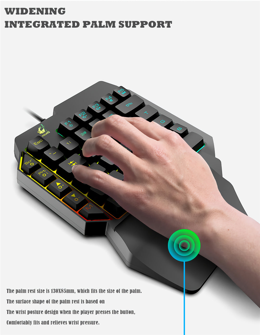 Wired Single Hand Keyboard & Mouse Combo Set One Handed Mechanical Keyboard 3200 DPI Mouse for Computer PC PUBG Gamer