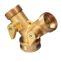 3/4 " Brass Garden Irrigation Hose Splitter Faucet Manifold 2 Way Y Shape Adapter Pipe Tap Connector