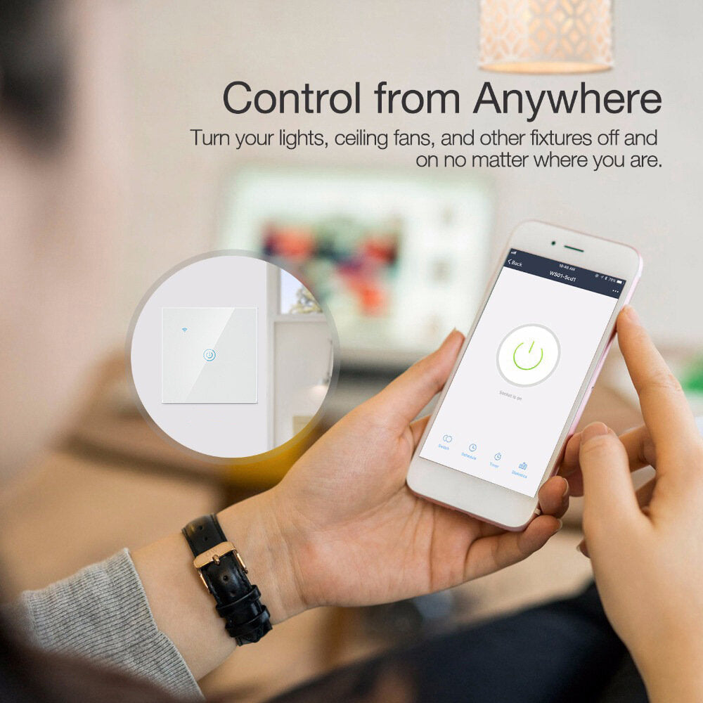 Smart Wall Switch Panel Naught Wire Voice Control Switch Supports Alexa/Google Assistant