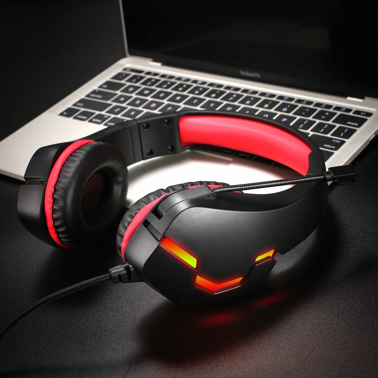 Gaming Headset USB 7.1 3.5mm Wired Deep Bass Stereo LED Light Headphone with Mic for PS4 Xbox PC Laptop Gamer