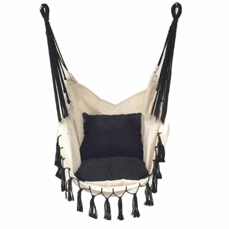 Tassel Hammock Chair With Rod Outdoor Indoor Dormitory Bedroom Yard Travel Camping For Child Adult Swinging Single Safety Chair Hammock
