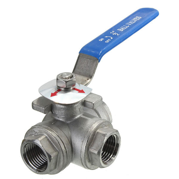 G1/2inch Female Thread 3-Way L-Port Stainless Steel Ball Valve